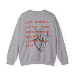 1 Corinthians 16:14 Crewneck Sweatshirt - Faith & Flame - Books and Gifts - Printify - 