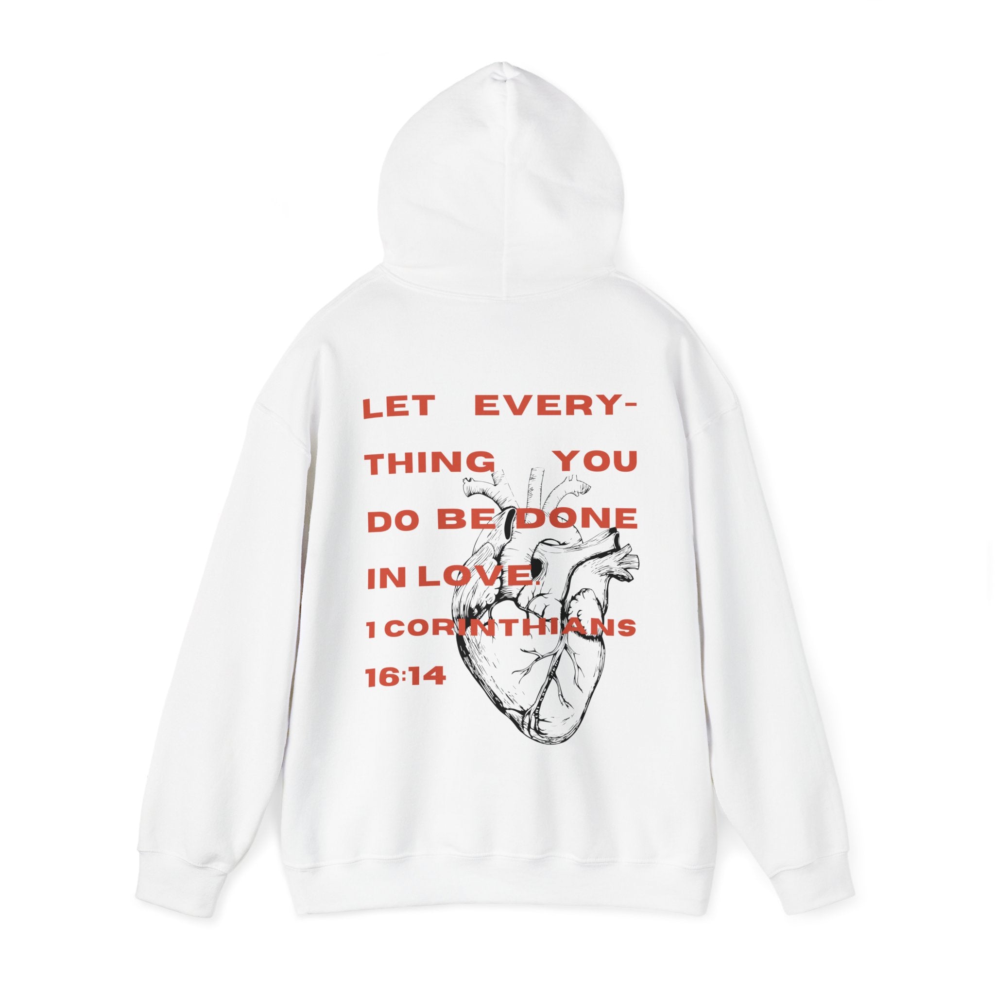 1 Corinthians 16:14 Hoodie - Faith & Flame - Books and Gifts - Printify - 