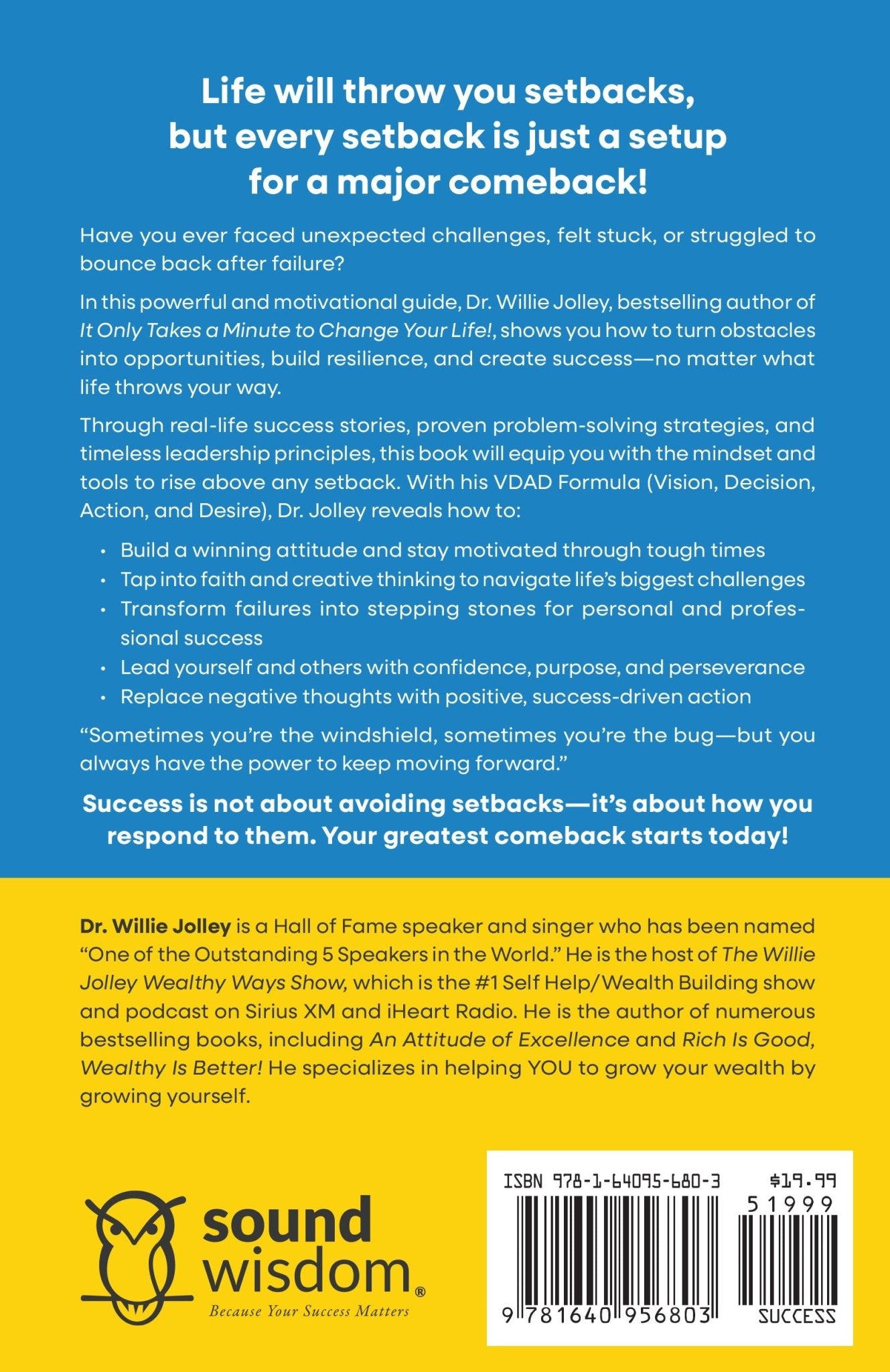 A Setback is a Setup for a Comeback: The Power of Creative Thinking and Leadership – February 3, 2026 - Faith & Flame - Books and Gifts - Sound Wisdom - 9781640956803