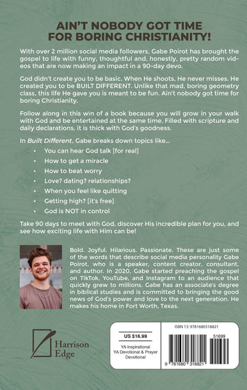 Built Different: 90 Days to Becoming all God Wants You to Be Paperback – December 20, 2022 - Faith & Flame - Books and Gifts - Destiny Image - 9781680318821