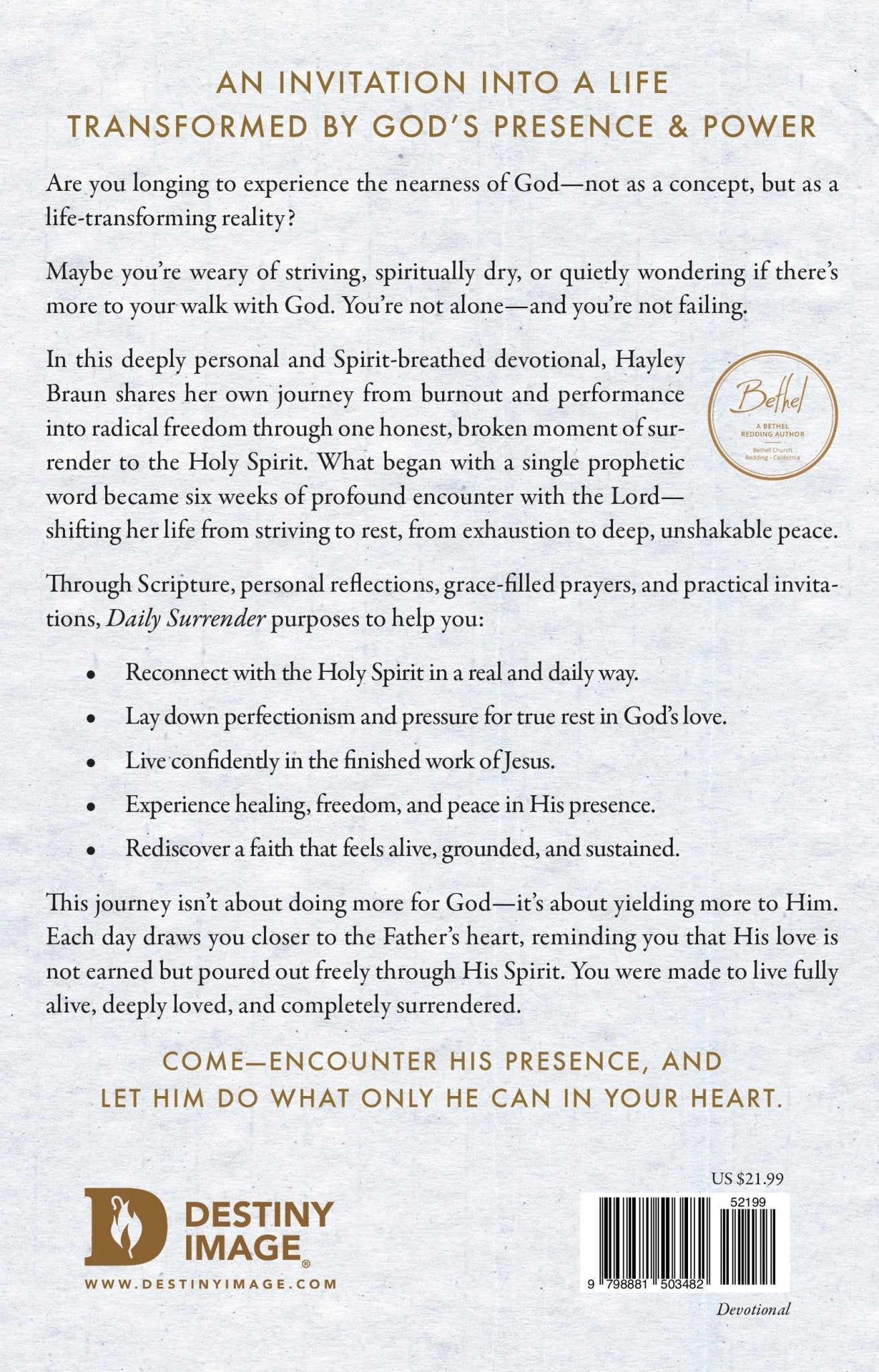 Daily Surrender: 60 Invitations to Encounter the Person, Presence and Power of the Holy Spirit Paperback – September 2, 2025 - Faith & Flame - Books and Gifts - Destiny Image - 9798881503482