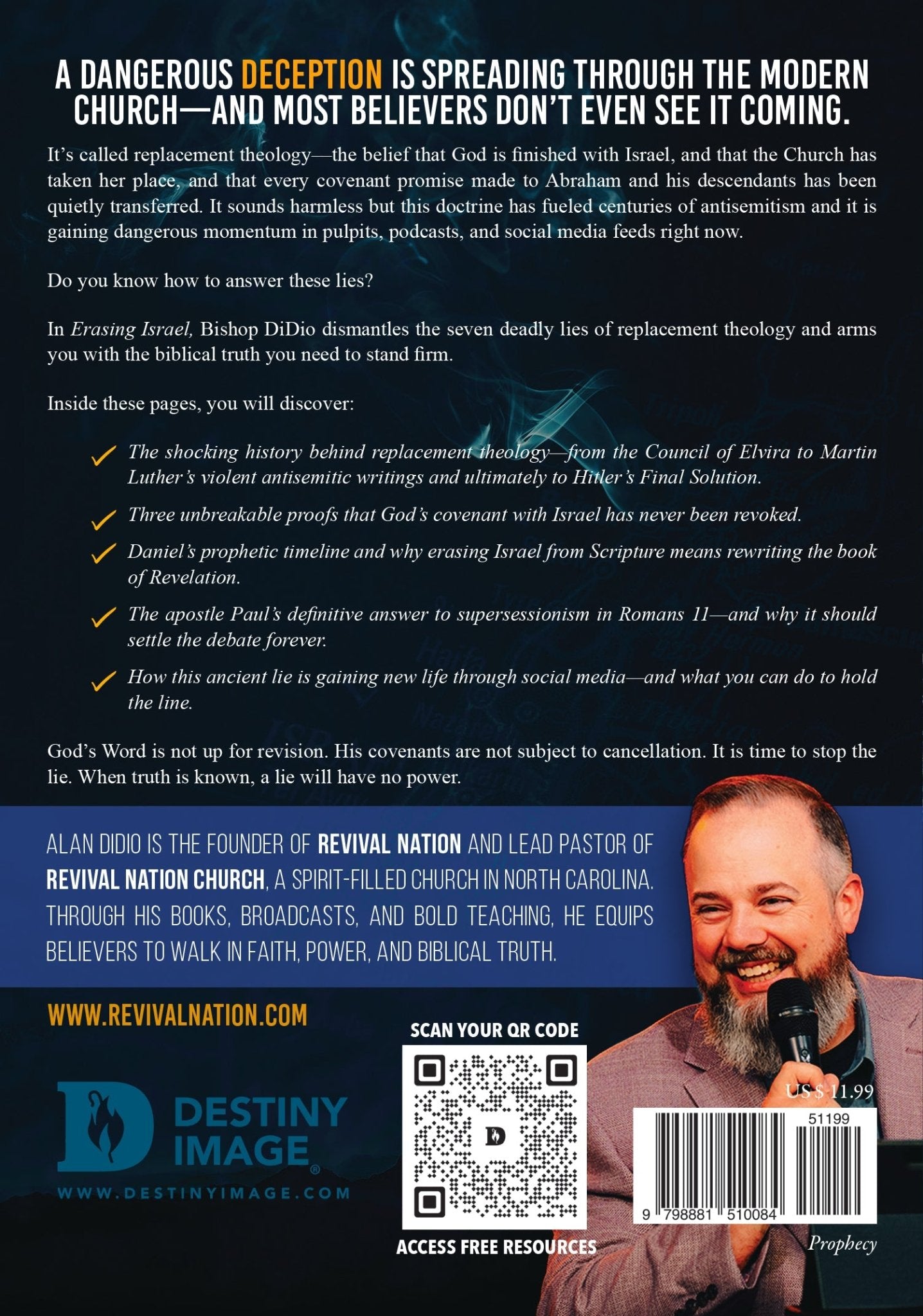 Erasing Israel: 7 Deadly Lies That Rewrite God's Promises and Fuel False Prophecy Paperback – July 2026 - Faith & Flame - Books and Gifts - Destiny Image - 9798881510084