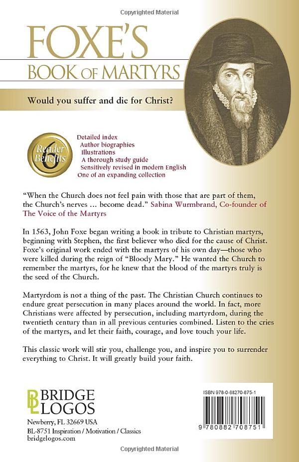 Foxe's Book Of Martyrs - November 2001 - Faith & Flame - Books and Gifts - Bridge Logos - 9780882708751