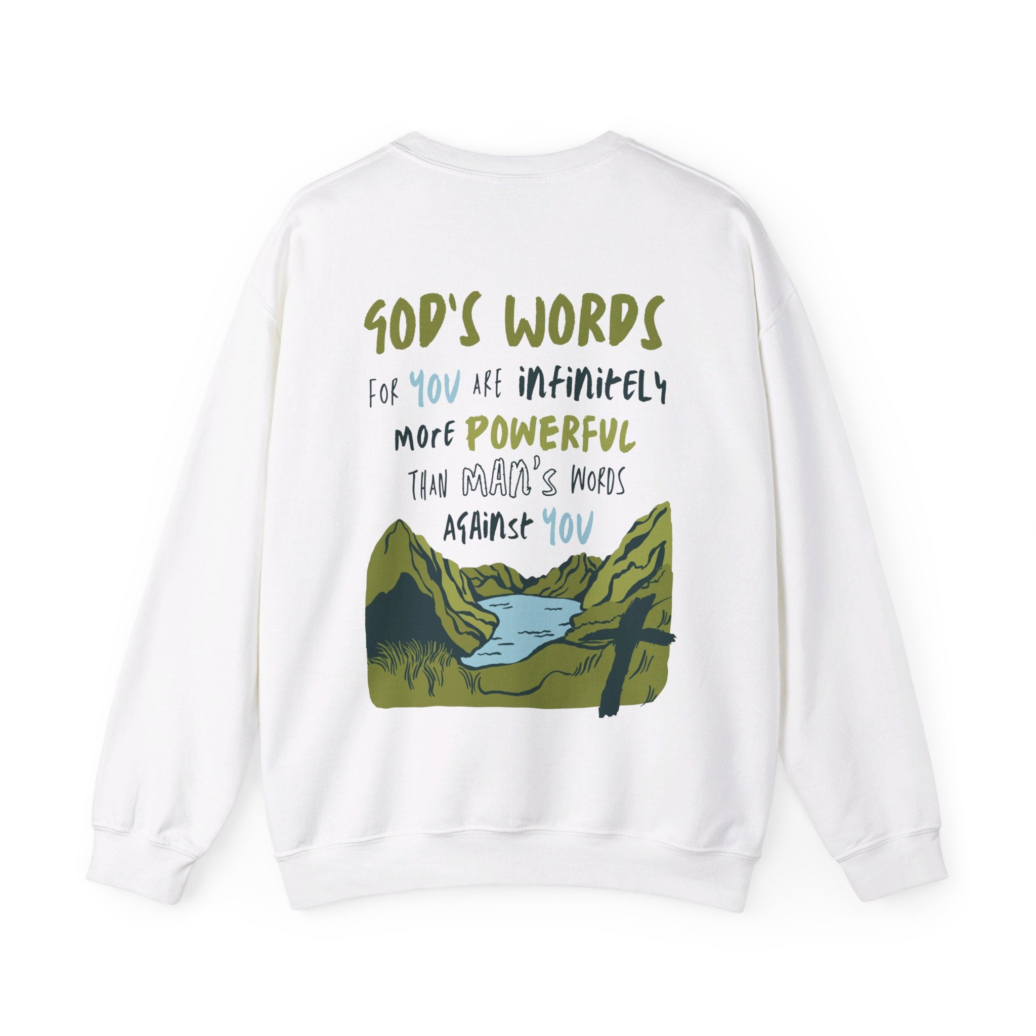 God's Words Crewneck Sweatshirt - Faith & Flame - Books and Gifts - Printify - 