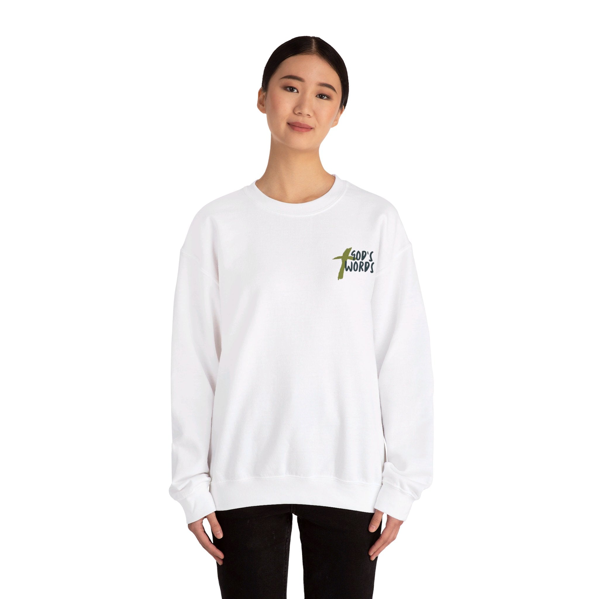 God's Words Crewneck Sweatshirt - Faith & Flame - Books and Gifts - Printify - 