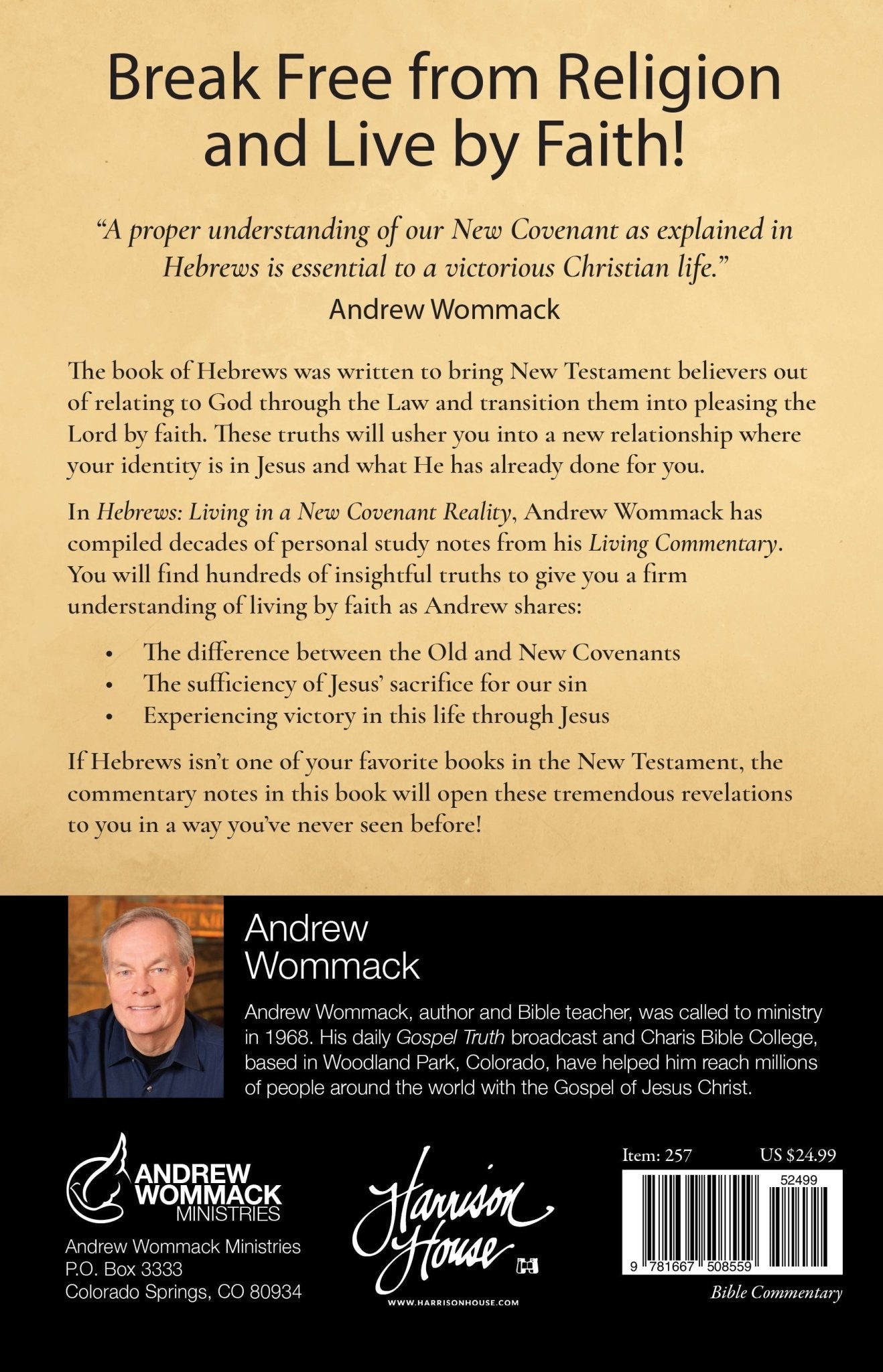 Hebrews: Living in a New Covenant Reality: Bible Commentary Hardcover – September 3, 2024 - Faith & Flame - Books and Gifts - Harrison House - 9781667508559