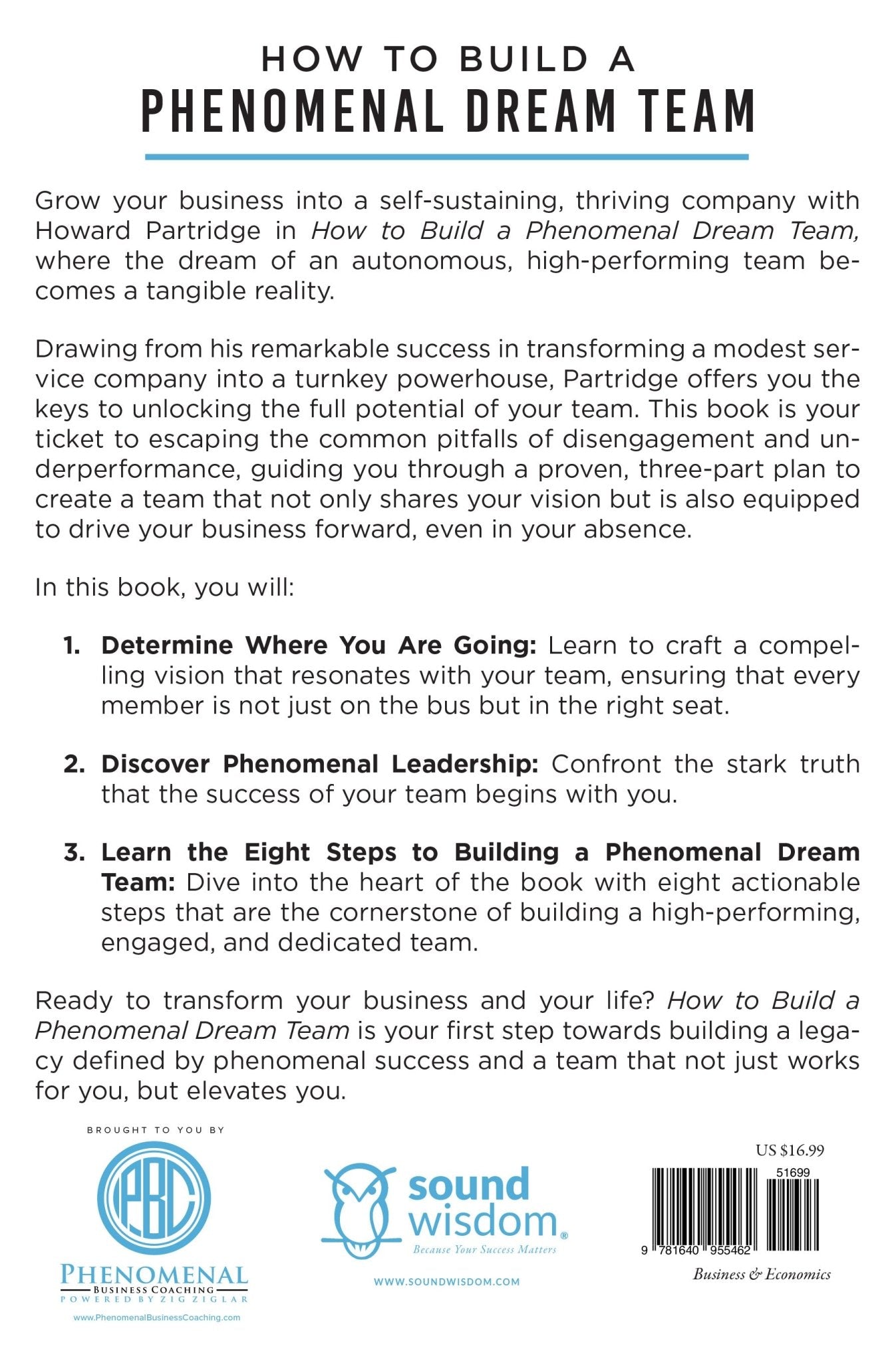 How to Build a Phenomenal Dream Team Paperback – December 2, 2024 - Faith & Flame - Books and Gifts - Sound Wisdom - 9781640955462