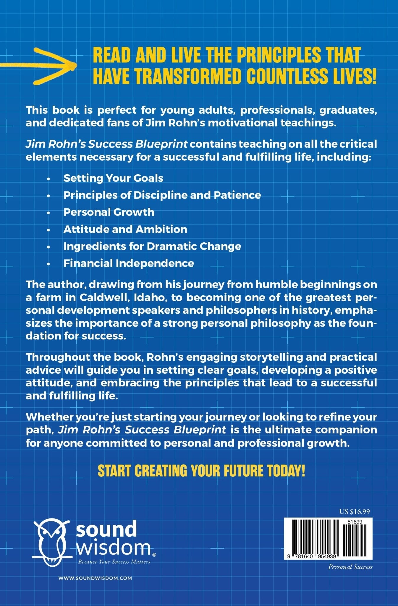 Jim Rohn's Success Blueprint: How Today's Actions Achieve Tomorrow's Goals (Official Nightingale Conant Publication) Paperback – April 8, 2025 - Faith & Flame - Books and Gifts - Sound Wisdom - 9781640954939