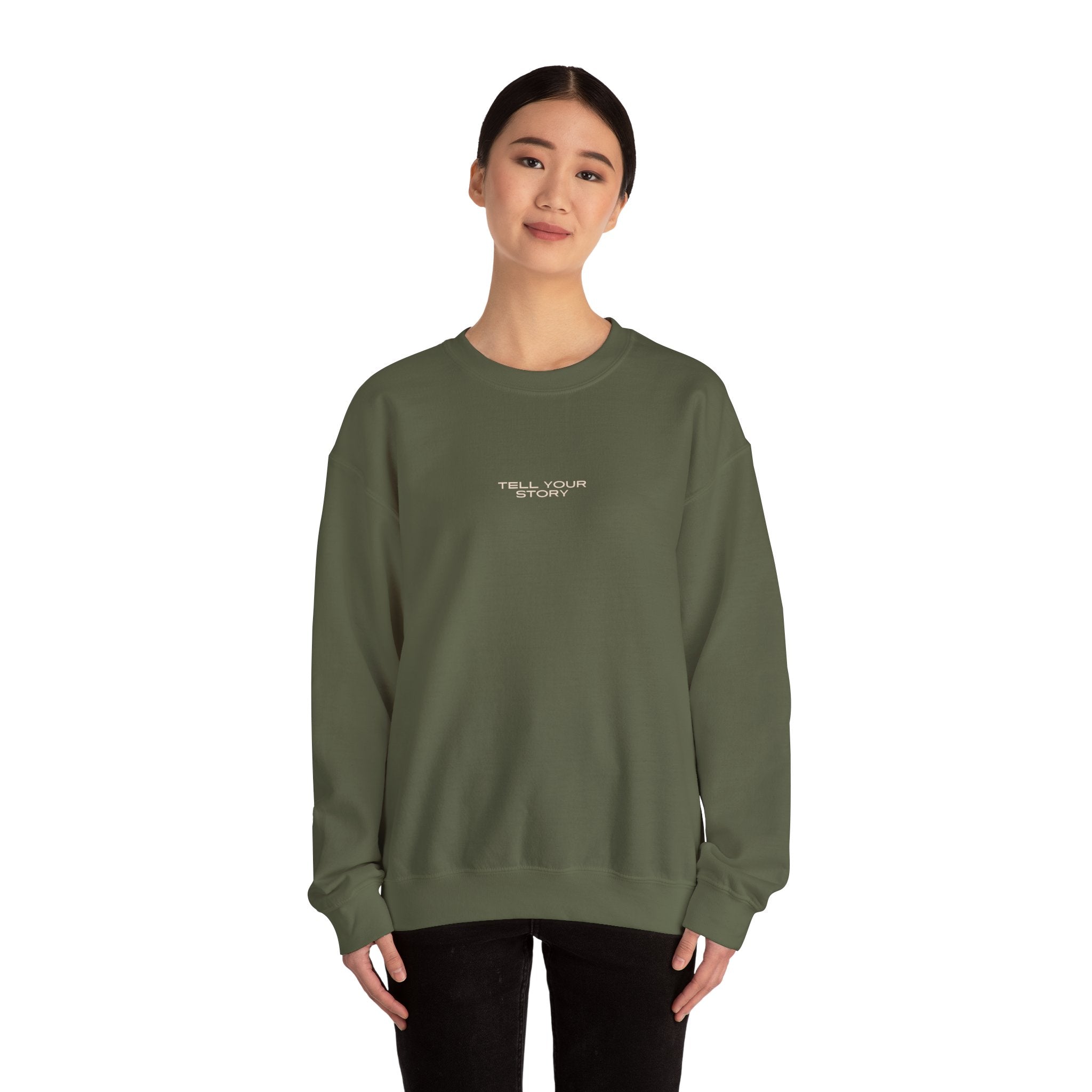 Tell Your Story Crewneck Sweatshirt Front & Back Design | Pentecost If… - Faith & Flame - Books and Gifts - Printify - 