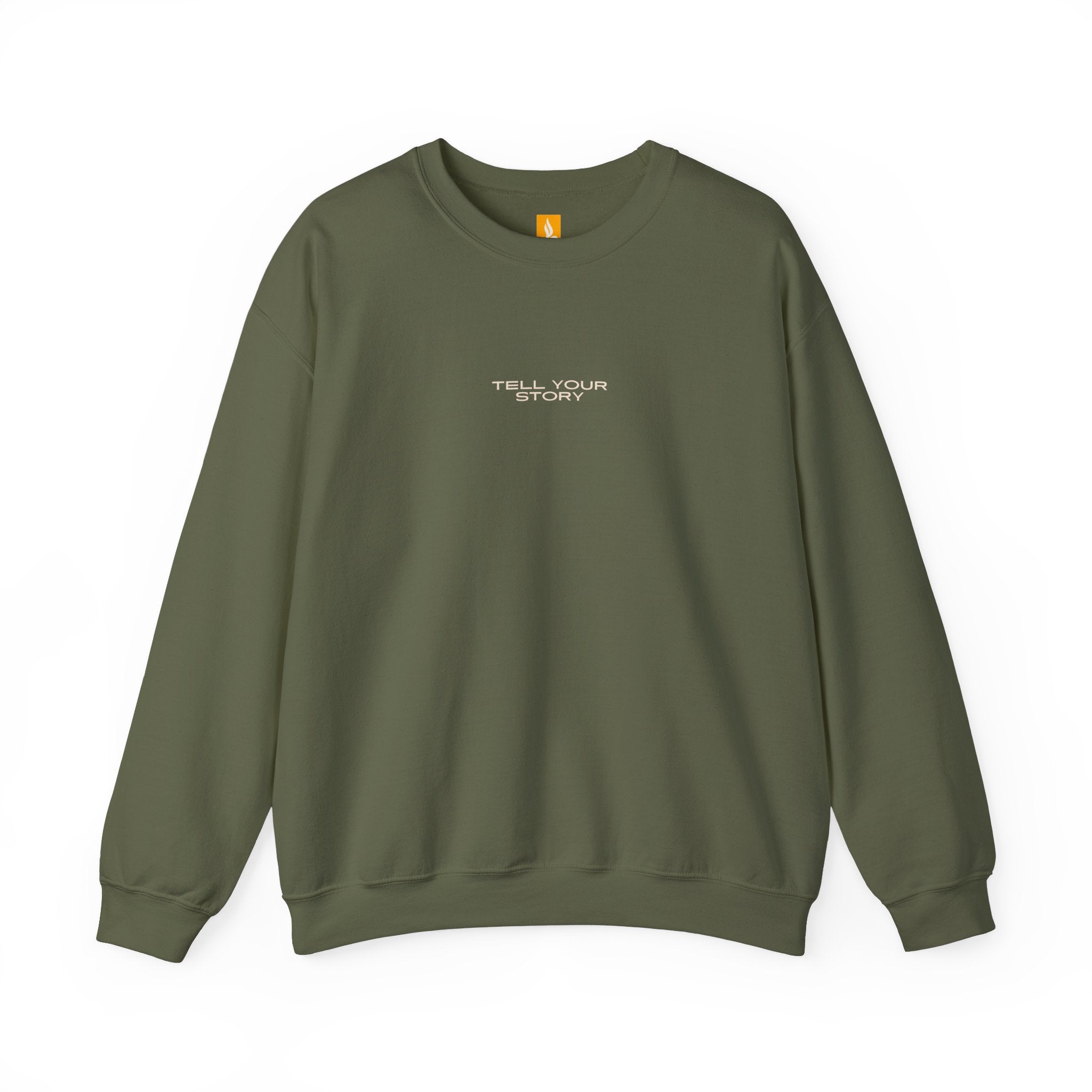 Tell Your Story Crewneck Sweatshirt Front & Back Design | Pentecost If… - Faith & Flame - Books and Gifts - Printify - 