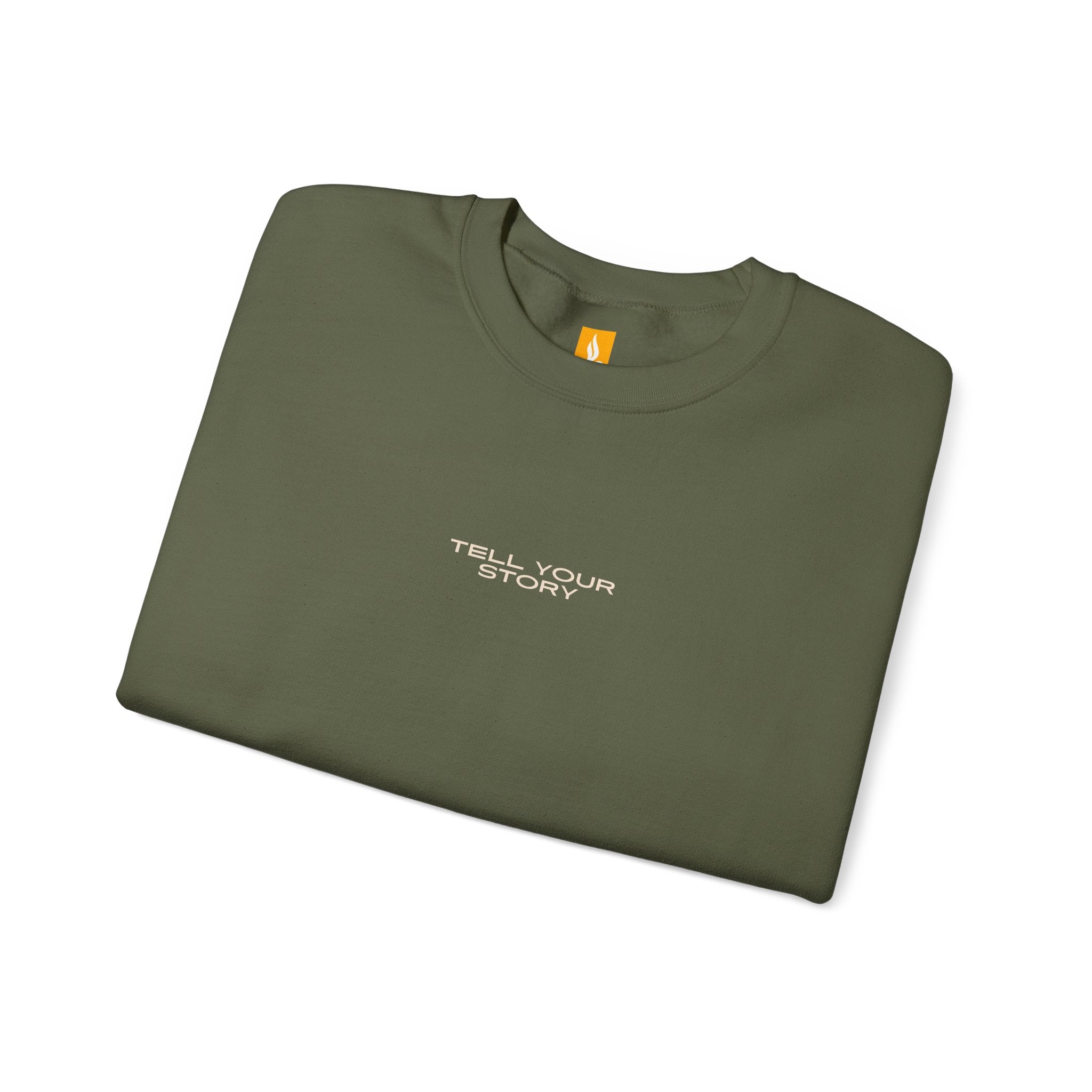 Tell Your Story Crewneck Sweatshirt Front & Back Design | Pentecost If… - Faith & Flame - Books and Gifts - Printify - 