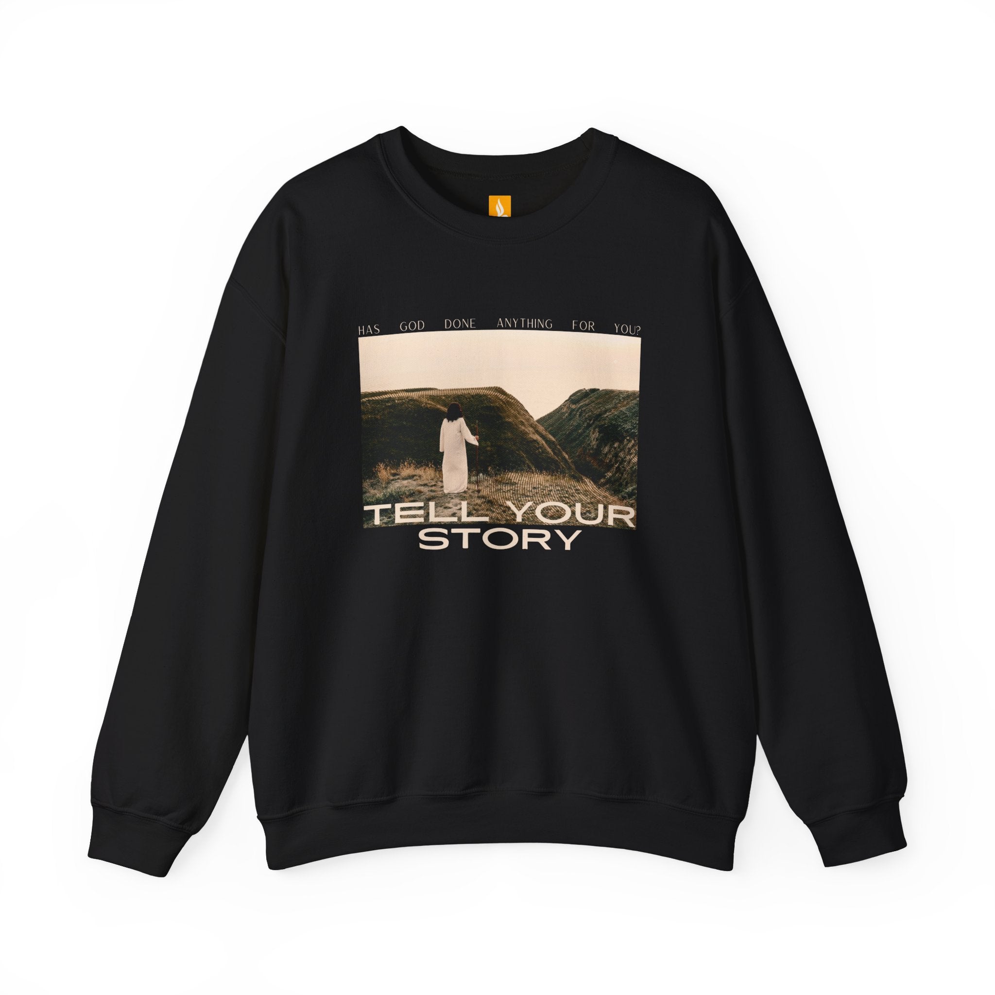 Tell Your Story Crewneck Sweatshirt Front Design | Pentecost If… - Faith & Flame - Books and Gifts - Printify - 