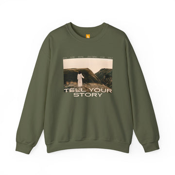Tell Your Story Crewneck Sweatshirt Front Design | Pentecost If… - Faith & Flame - Books and Gifts - Printify - 