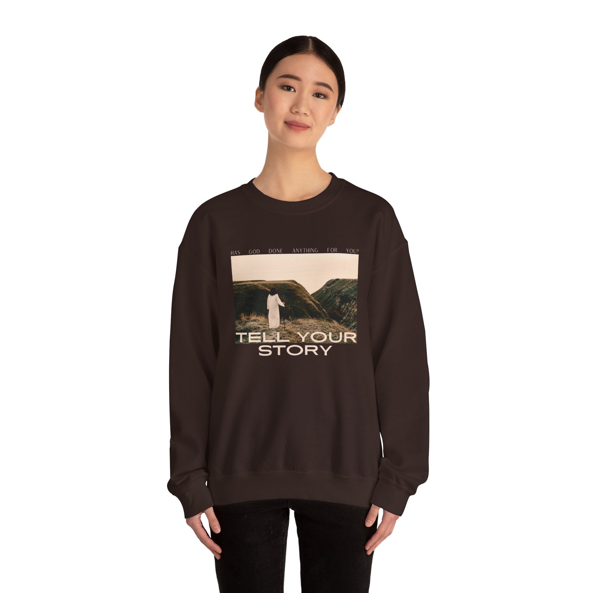 Tell Your Story Crewneck Sweatshirt Front Design | Pentecost If… - Faith & Flame - Books and Gifts - Printify - 