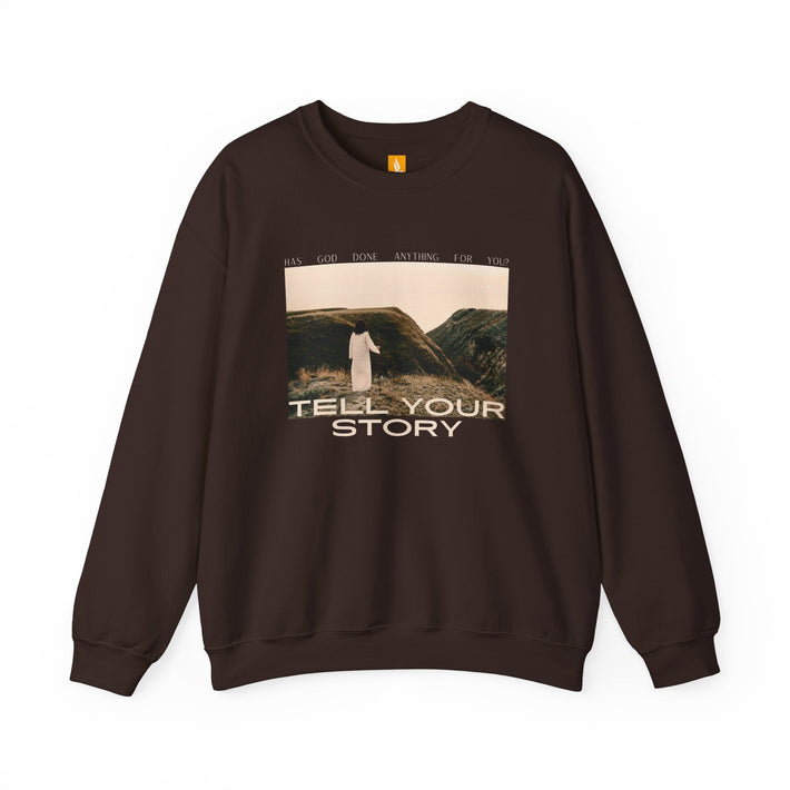 Tell Your Story Crewneck Sweatshirt Front Design | Pentecost If… - Faith & Flame - Books and Gifts - Printify - 