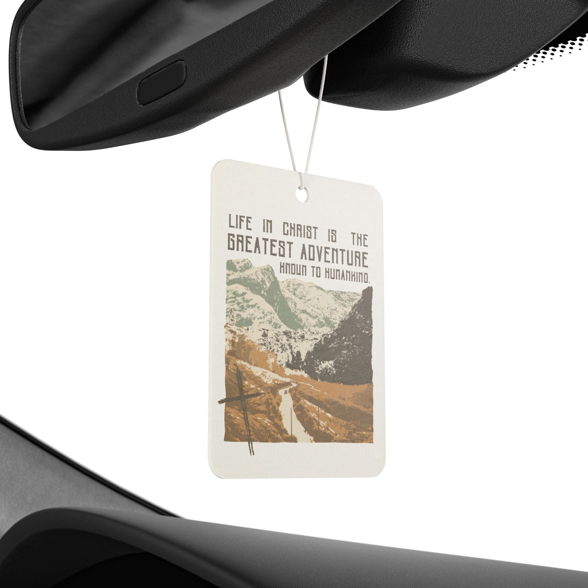 The Greatest Adventure Green Car Air Freshener - Faith & Flame - Books and Gifts - Printify - 