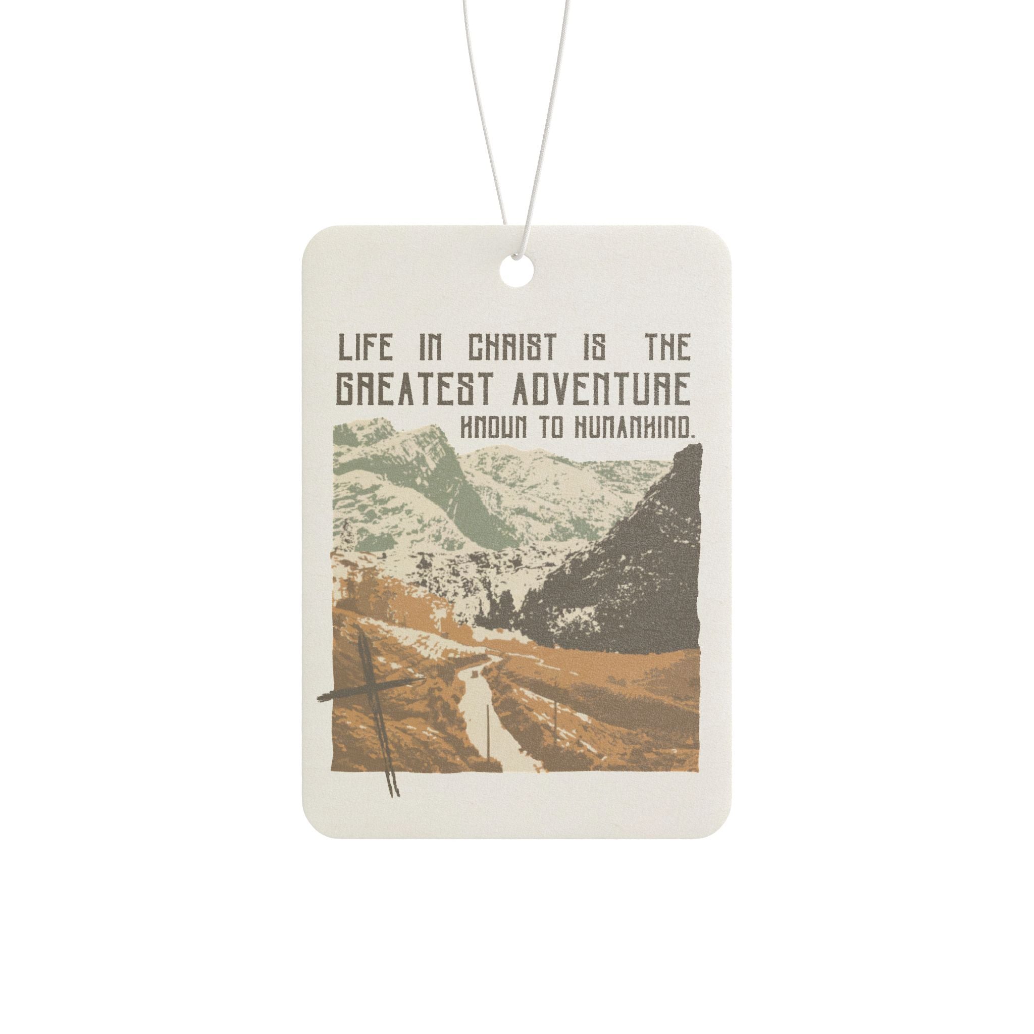 The Greatest Adventure Green Car Air Freshener - Faith & Flame - Books and Gifts - Printify - 