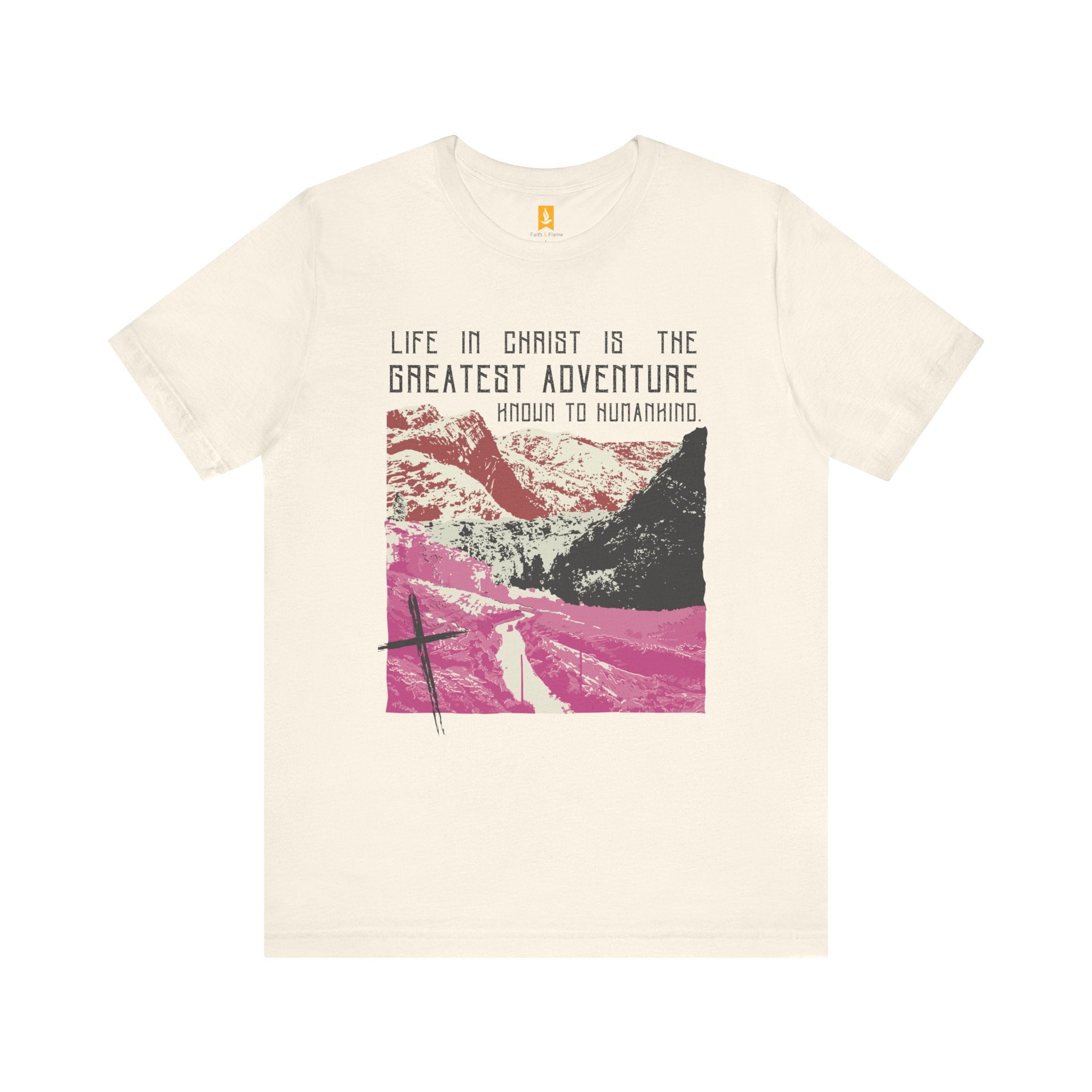 The Greatest Adventure (Pink) T-shirt Front Design | Divine Encounters - Faith & Flame - Books and Gifts - Printify - 