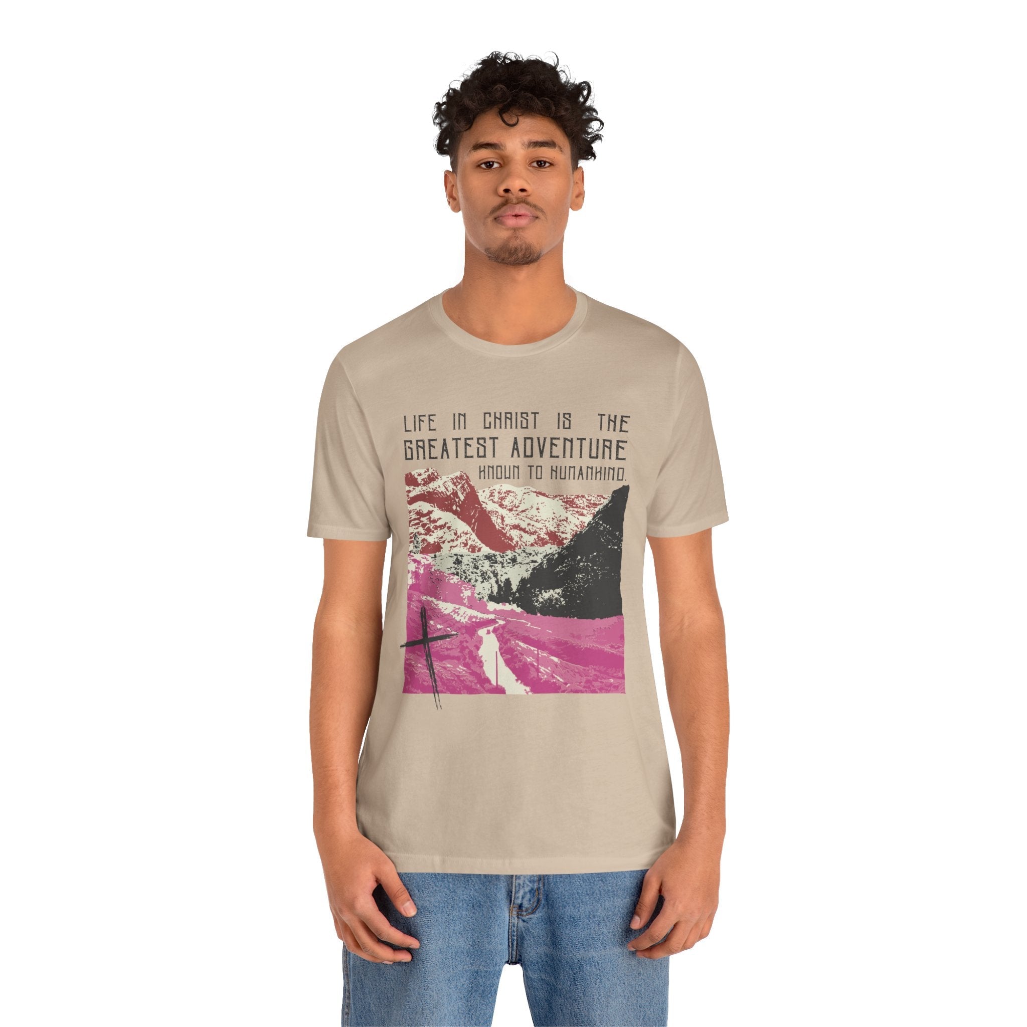 The Greatest Adventure (Pink) T-shirt Front Design | Divine Encounters - Faith & Flame - Books and Gifts - Printify - 