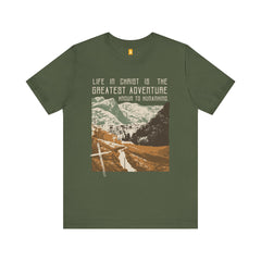 The Greatest Adventure T-shirt Front Design | Divine Encounters - Faith & Flame - Books and Gifts - Printify - 