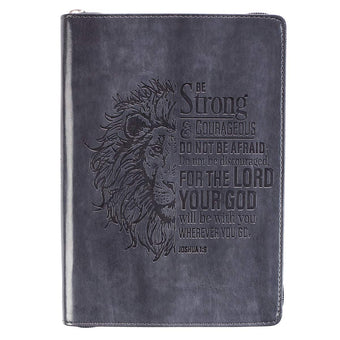 Be Strong and Courageous Joshua 1:9 Bible Verse Grey Faux Leather Journal Inspirational Zippered Notebook w/Ribbon and Lined Pages, 6.5 x 8.75 Inches (Imitation Leather) – September 9, 2018