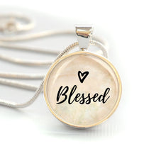 "Blessed" Silver-Plated Christian Pendant Necklace (20mm) - Faith & Flame - Books and Gifts - Orchid Briseis -