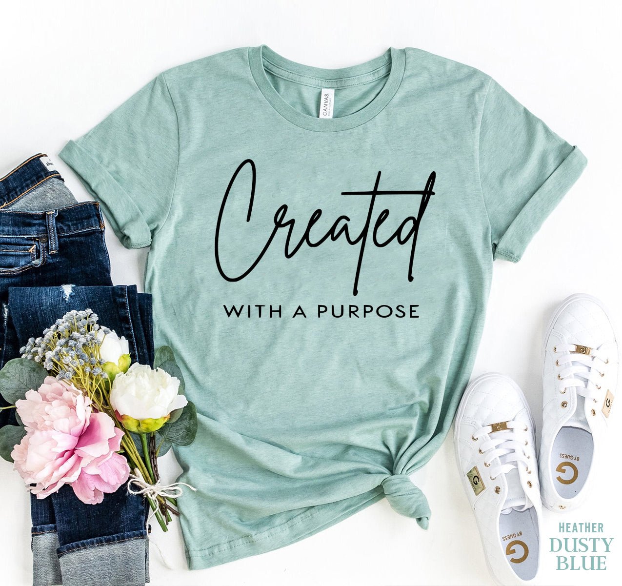 Created With A Purpose T-shirt - Faith & Flame - Books and Gifts - Agate -
