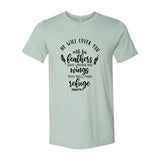 DT0120 He Will Cover You With His Wings Shirt - Faith & Flame - Books and Gifts - Red Alcestis -