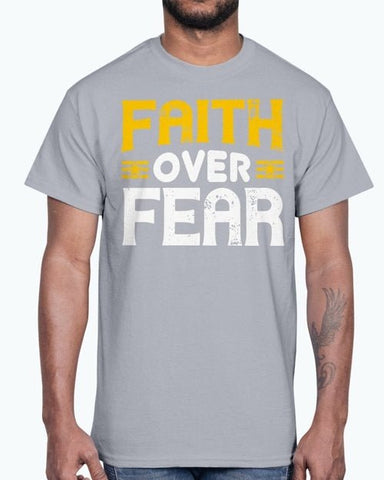 Faith over fear - Christian- Cotton Tee - Faith & Flame - Books and Gifts - Peach Poppy -