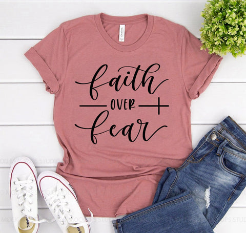Faith Over Fear T-shirt - Faith & Flame - Books and Gifts - White Caeneus -