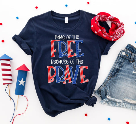 Home of the free because of the brave T-shirt - Faith & Flame - Books and Gifts - Agate -