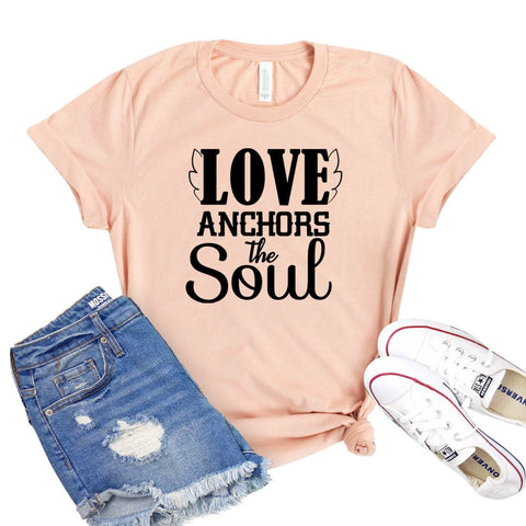 Love Anchors The Soul T-shirt - Faith & Flame - Books and Gifts - White Caeneus -