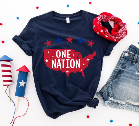 One Nation America T-shirt - Faith & Flame - Books and Gifts - Agate -
