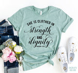 Strength and Dignity T-shirt - Faith & Flame - Books and Gifts - Agate -