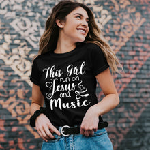 This Girl Runs On Jesus & Music T-Shirt Birthday Gift Music Lover - Faith & Flame - Books and Gifts - Amaranth Hades -